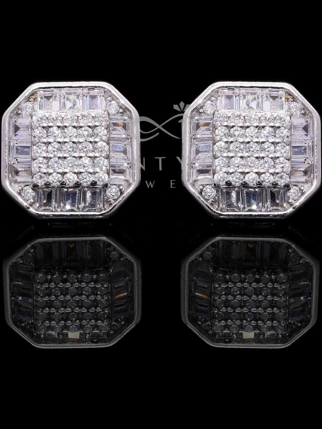 Italian Setting American Diamond Briana Studs on Pure 925 Silver