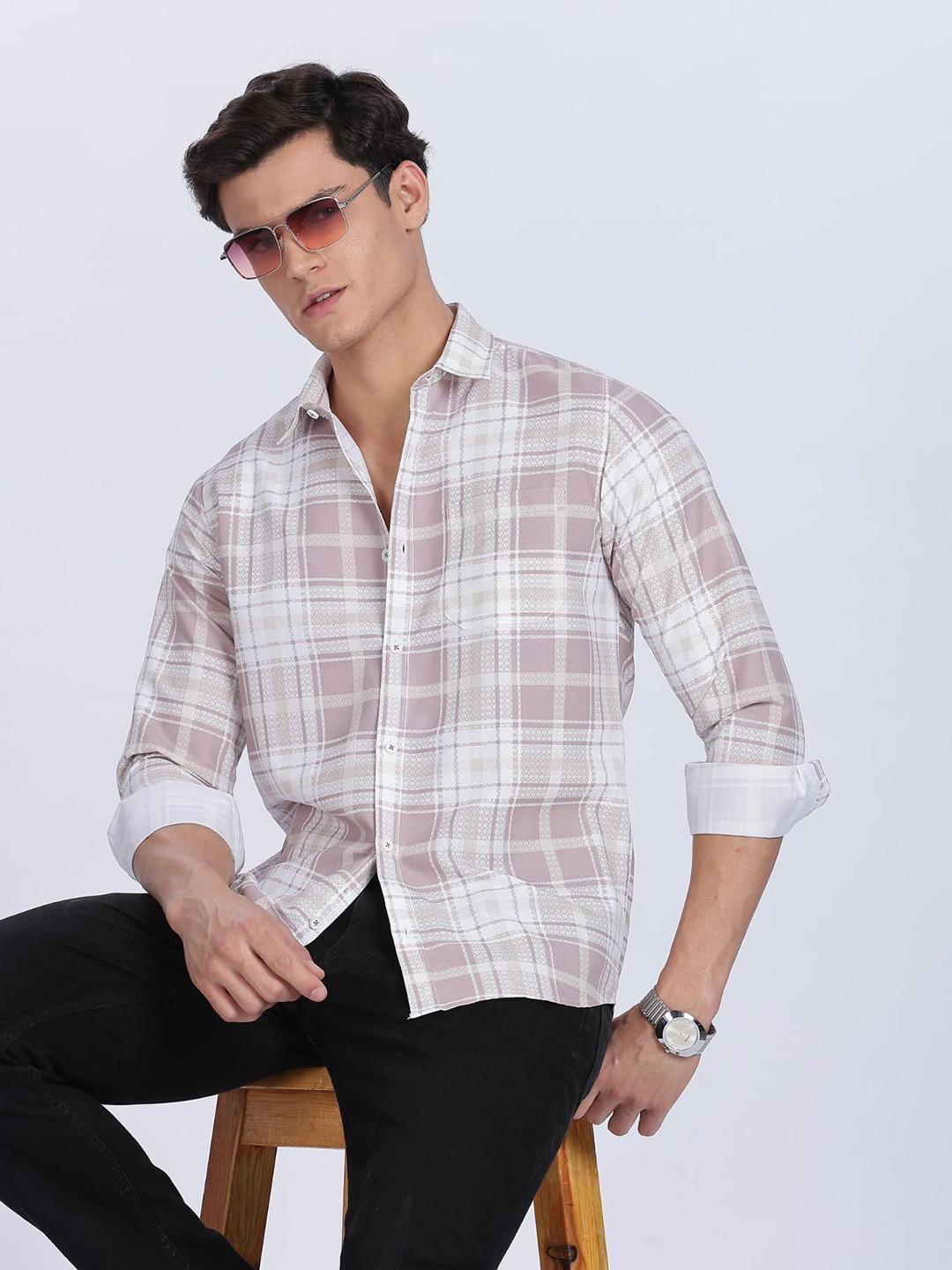COLOR HUNT Men Comfort Tartan Checks Checked Casual Shirt