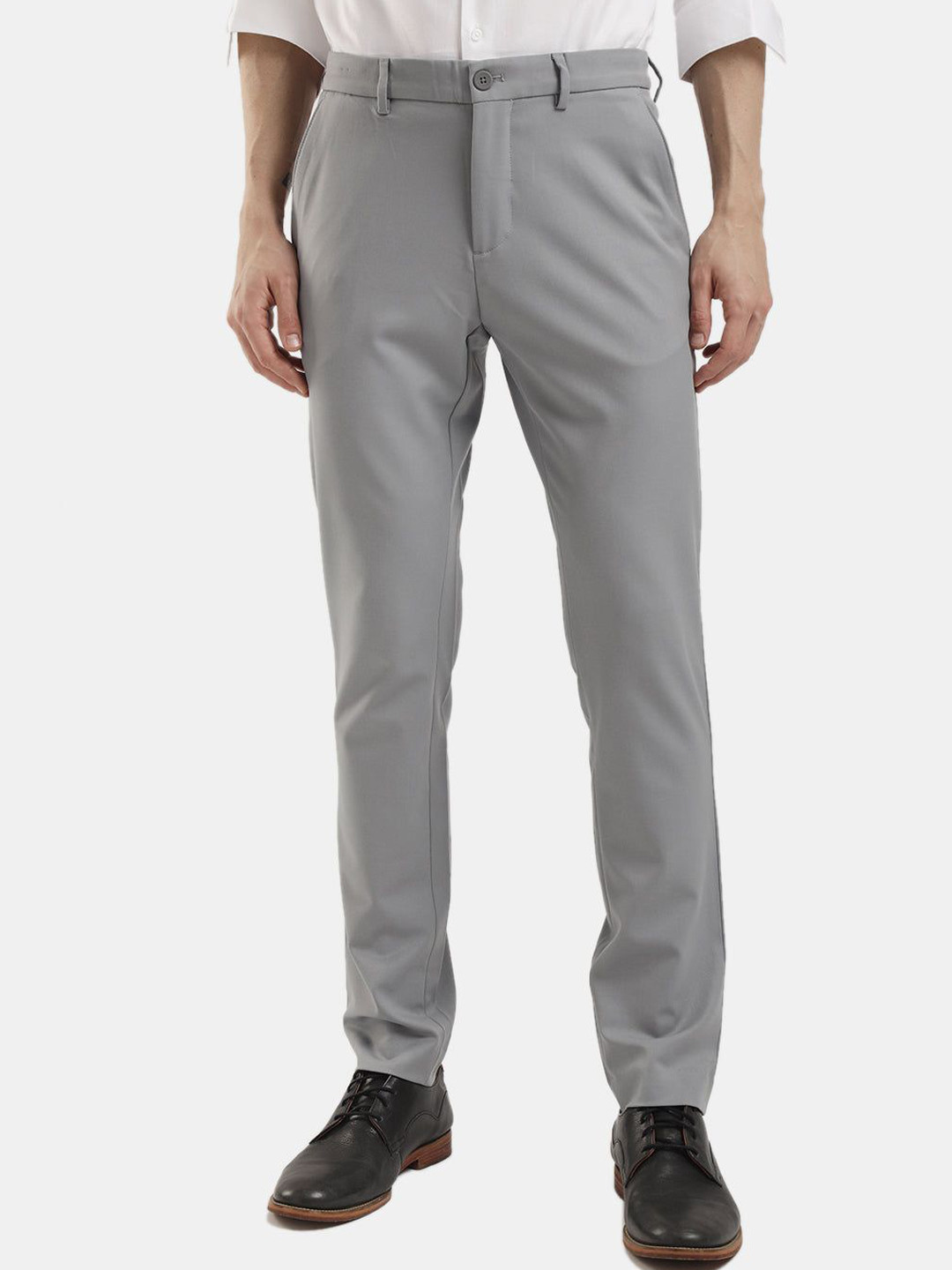 The Collection Men Temp Light Grey Tailored Slim Fit Chinos Trousers