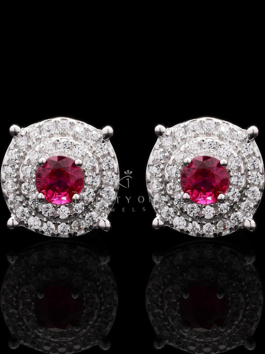 Ruby Rania Diamond Stud on 925 Silver.