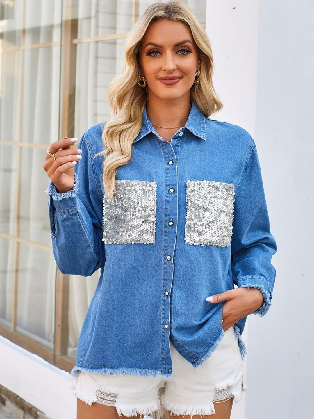 Oh Rare Women Embellished Denim Jacket