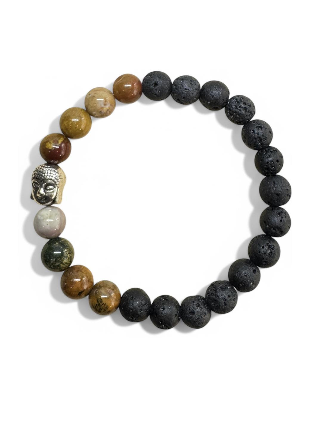 Gems Guru Lava Stone and Bloodstone Buddha Bracelet