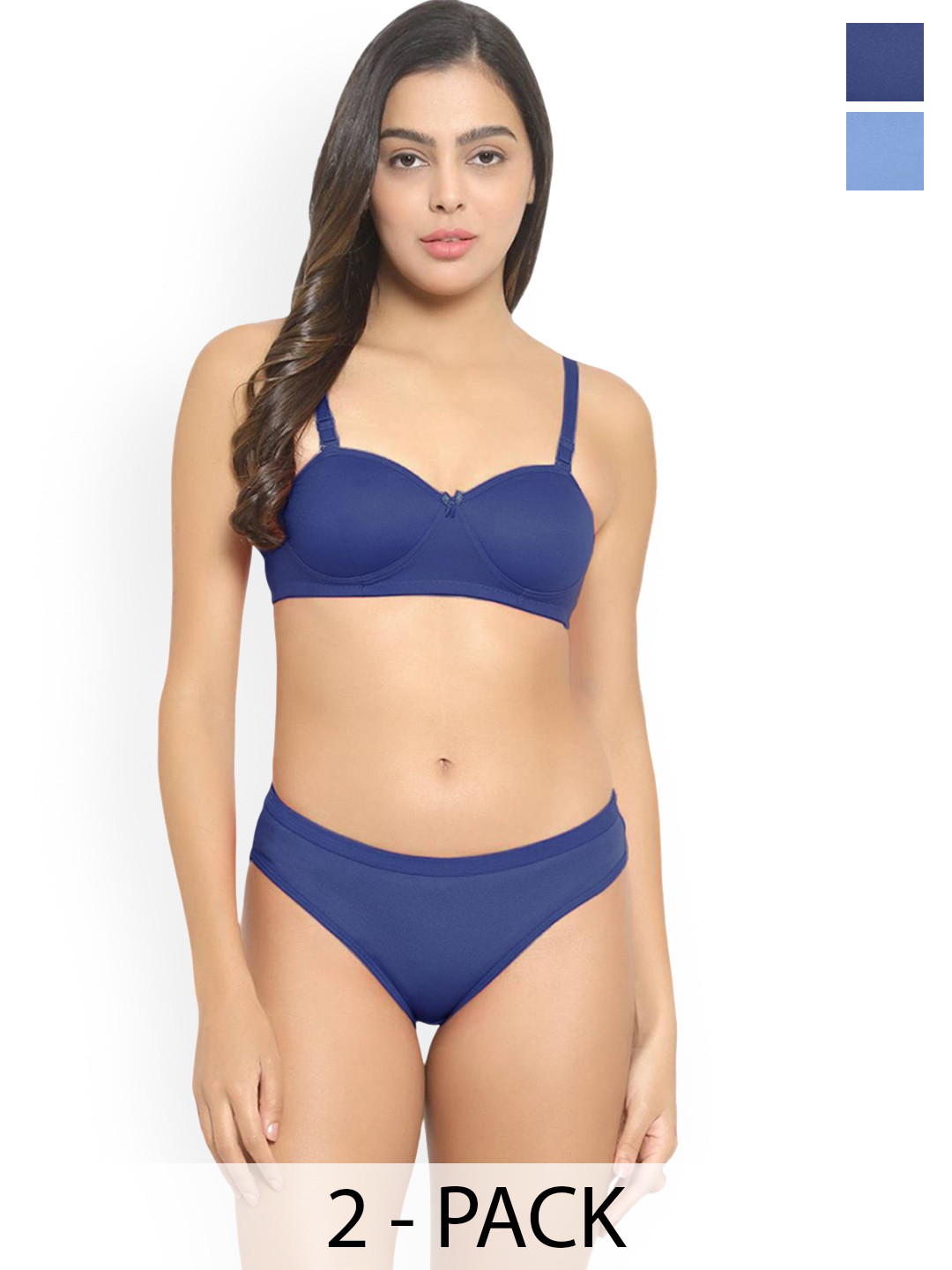 Samvar Pack Of 2 Lightly-Padded Mid-Rise Lingerie Sets B_Demi-Set_R,P