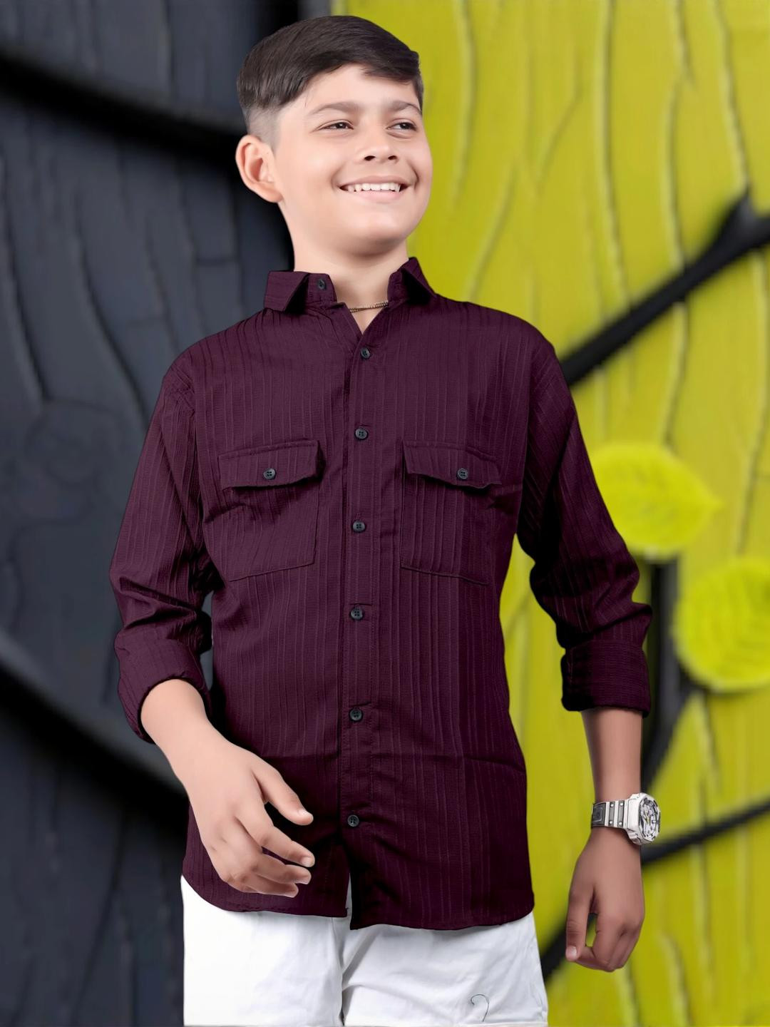 Lolark Boys Self Design Casual Shirt