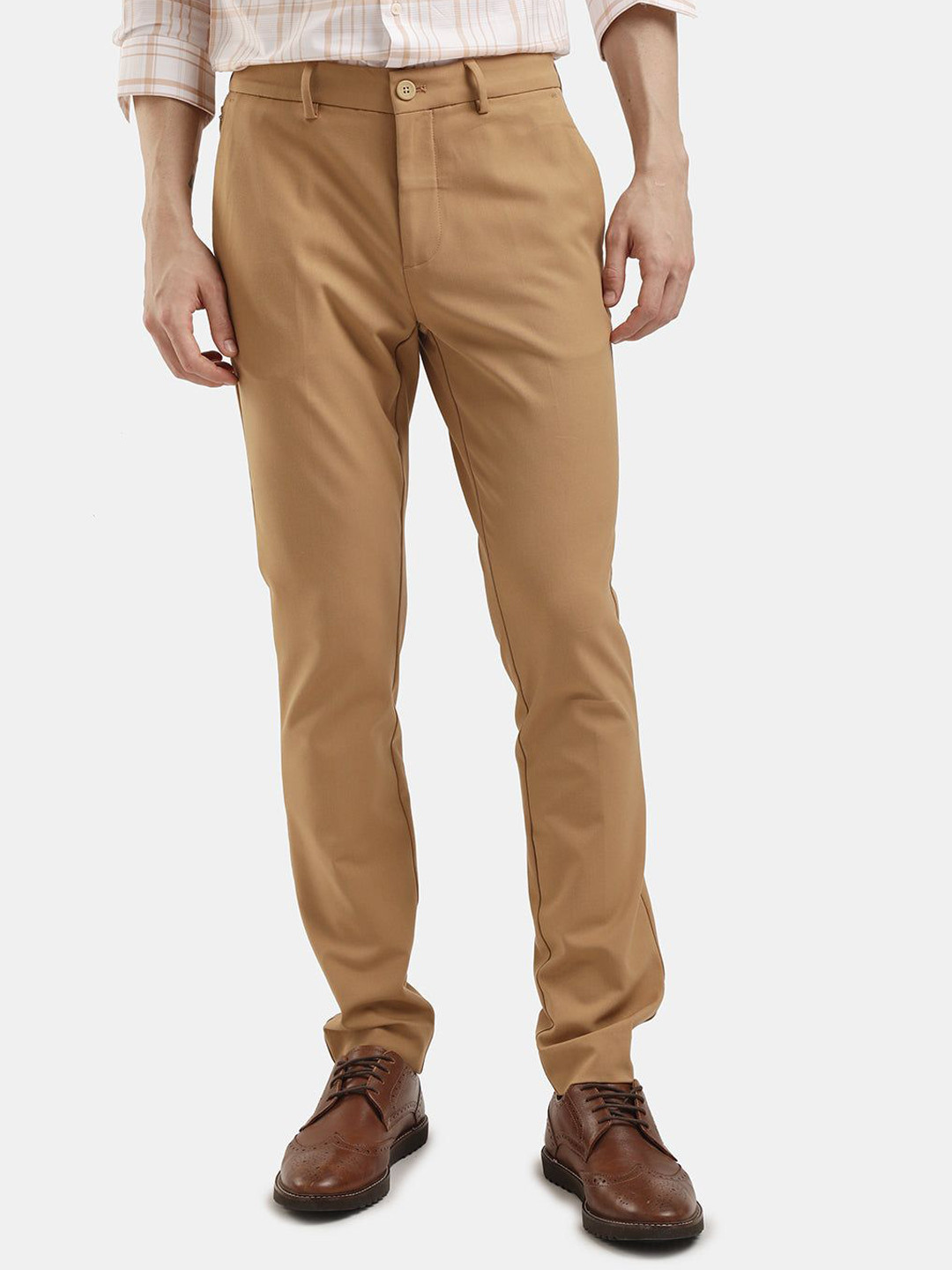 The Collection Men Cotton Stretch Plain Trouser