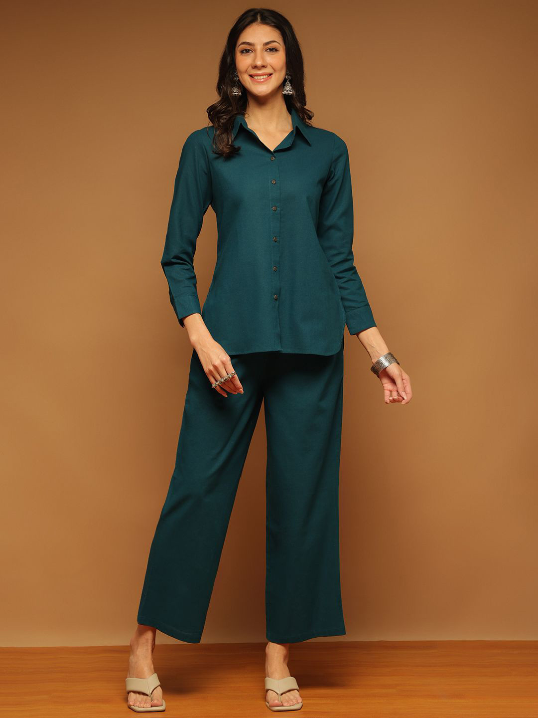 Anouk Shirt Collar Pure Cotton Shirt With Palazzos