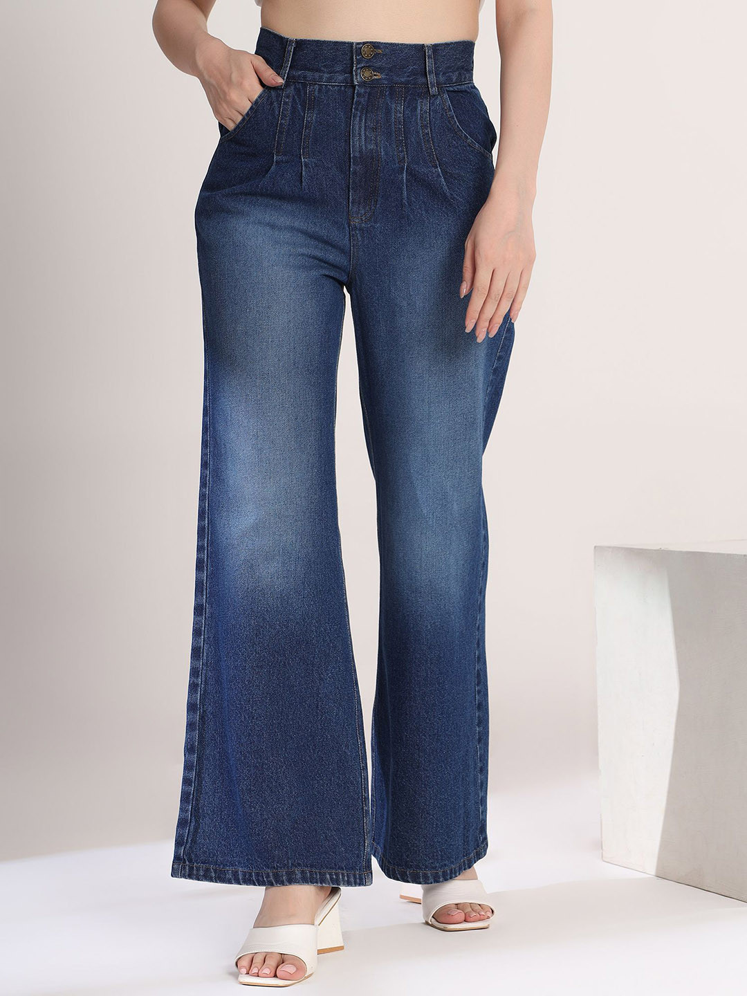 Justin Whyte Women London Wide Leg High-Rise Light Fade Jeans