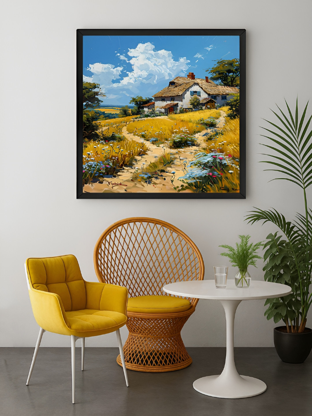 999Store Blue & Green 1 Piece Cottage Canvas Wall Art