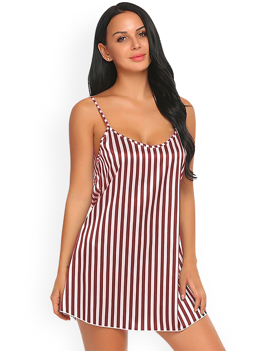 Xs and Os Women Striped Shoulder Strap Nightdress