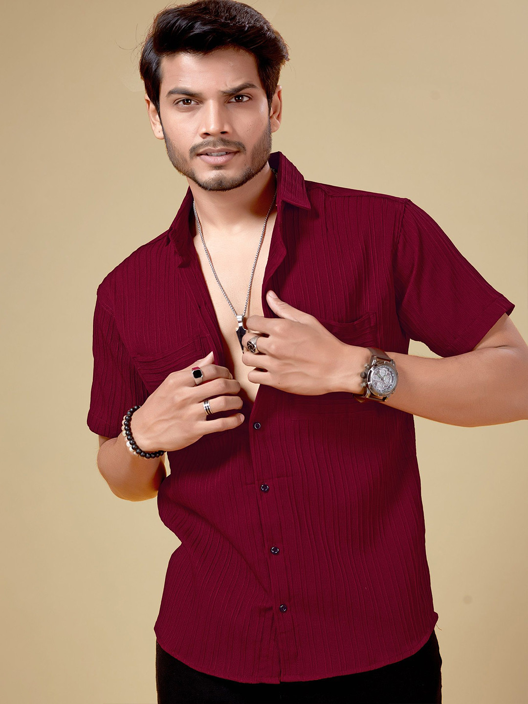 MARMIC FAB Striped Spread Collar Classic pockets Shirt