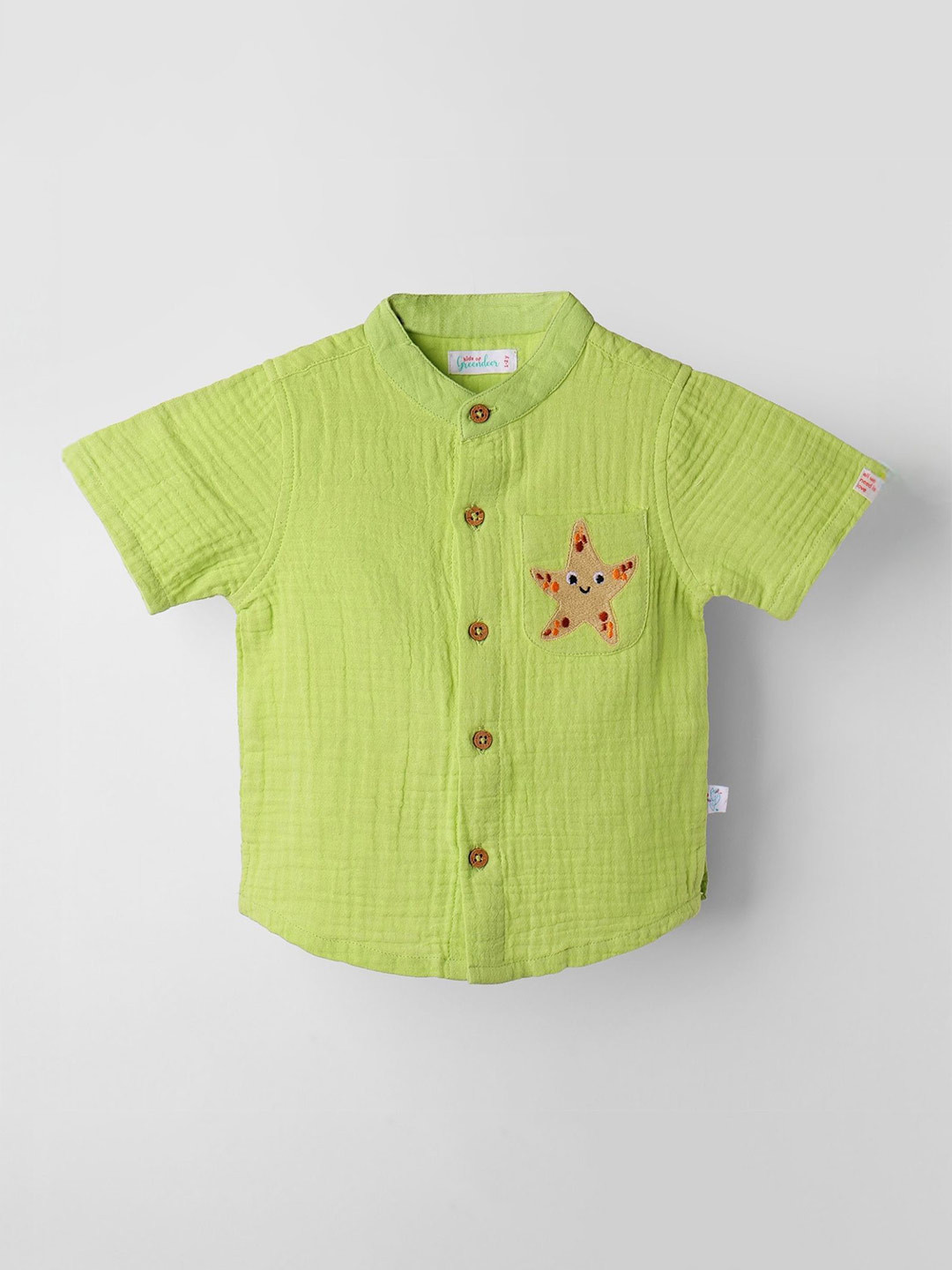 Greendeer Infants Modern Mandarin Collar Pure Cotton Casual Shirt