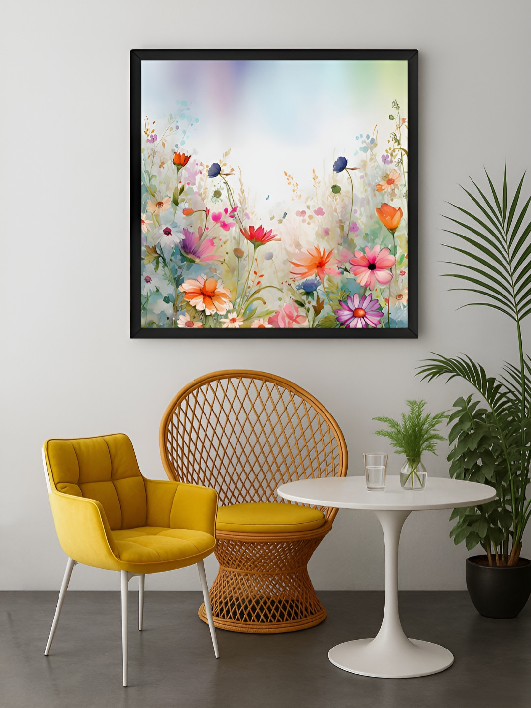 999Store White & Yellow Vibrant Wildflower Meadow Canvas Wall Art