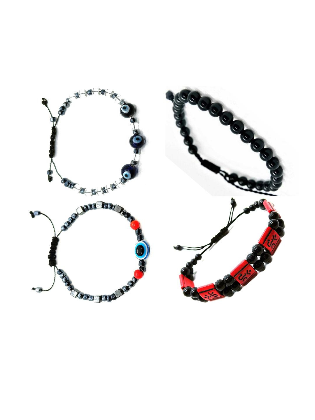 Dynamic Retail Global Men Pack Of 4 Wraparound Bracelet Eith Evil Eye Beads