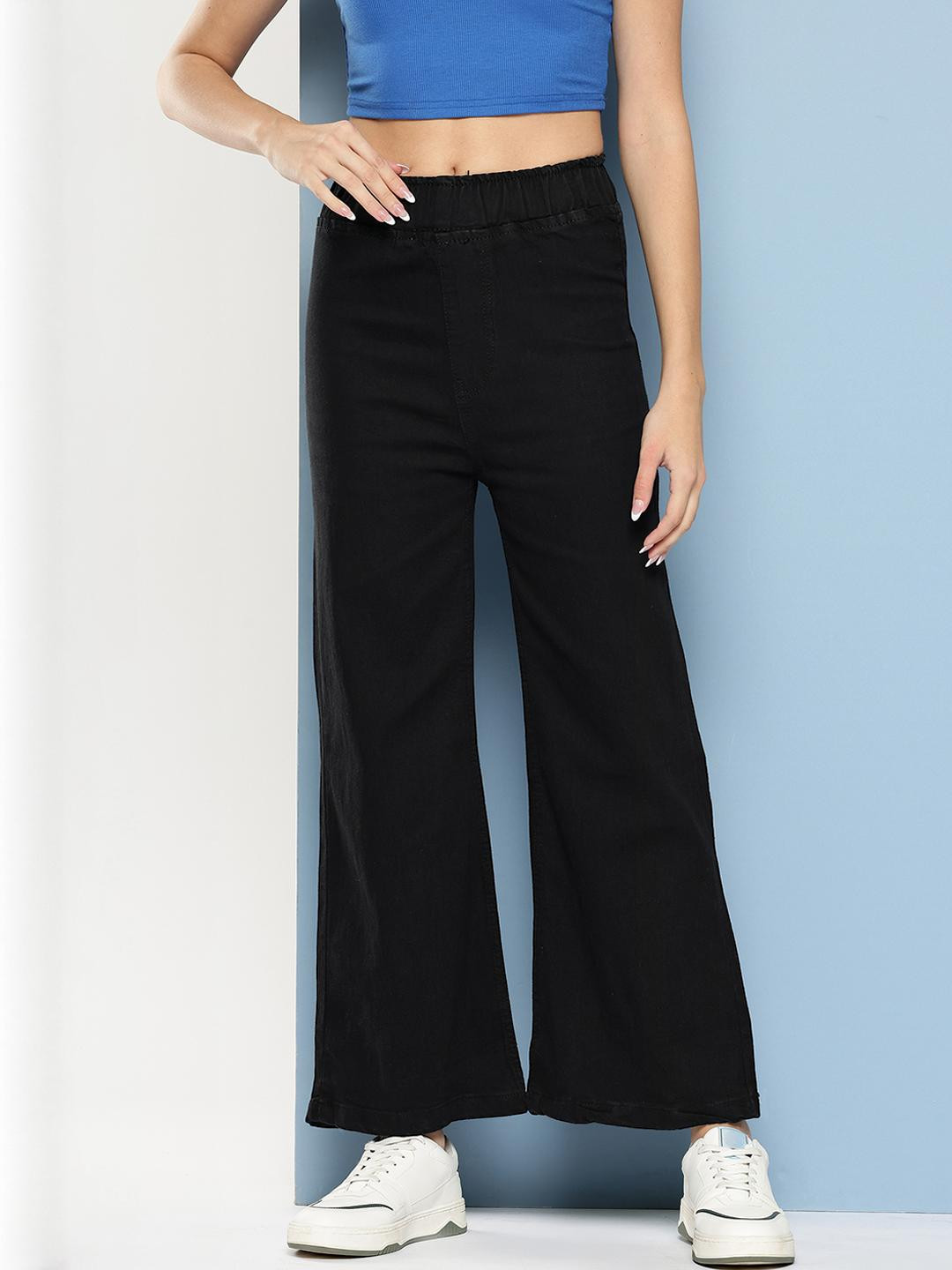 Womens Casual Wear Black Colour Solid Denim Jeans