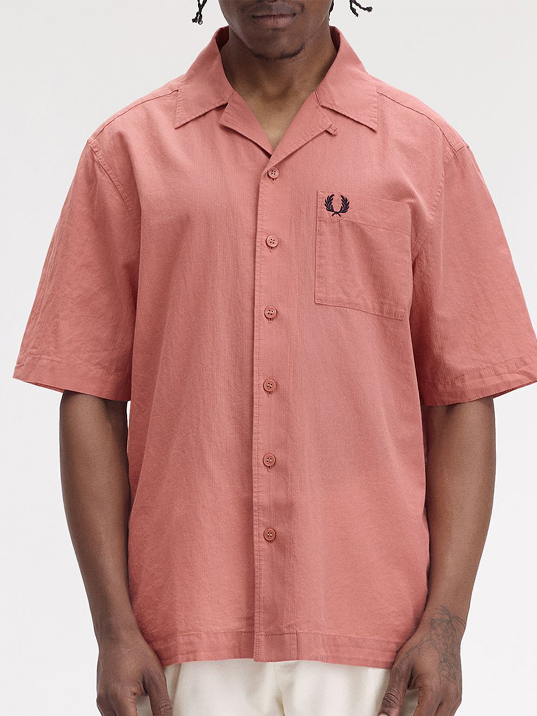 Fred Perry Men Solid Cuban Collar Casual Shirt