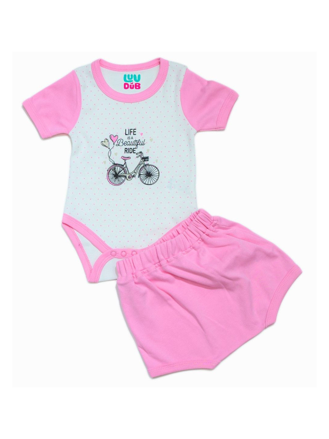 LUV-DUB Kids Printed Short Sleeves Pure Cotton T-shirt With Shorts