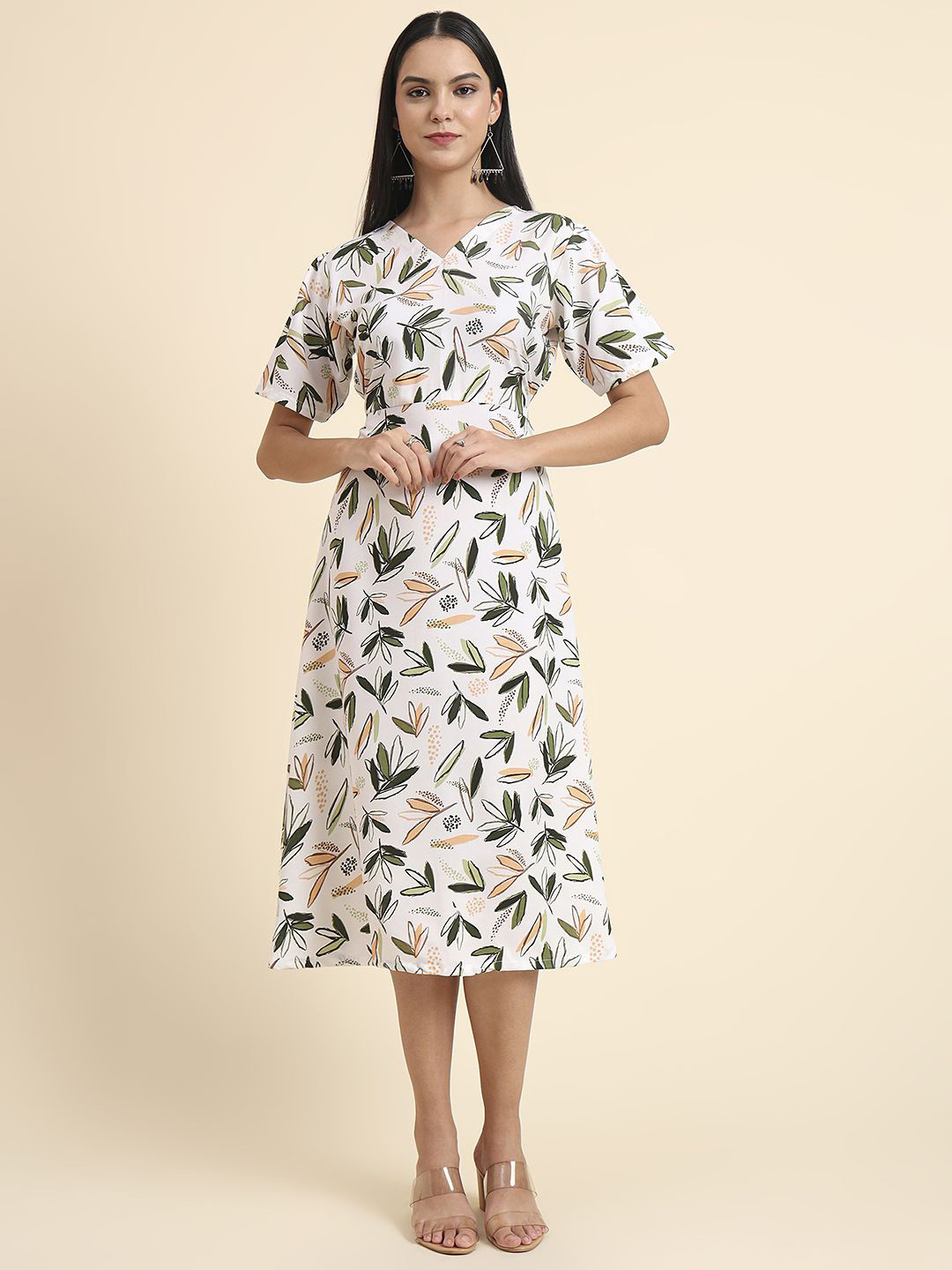 DressBerry Women Tropical Print Fit and Flare Dress