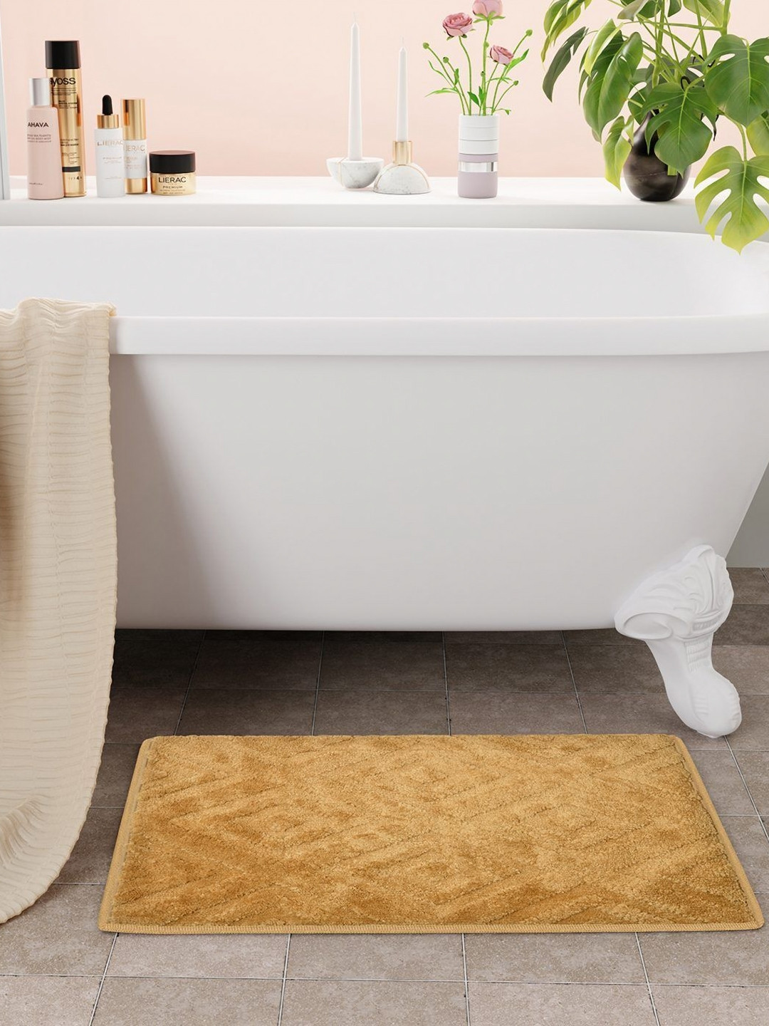 Bichauna Element Beige Anti-Skid & Non-Slip Rectangular 1300 GSM Bath Rug