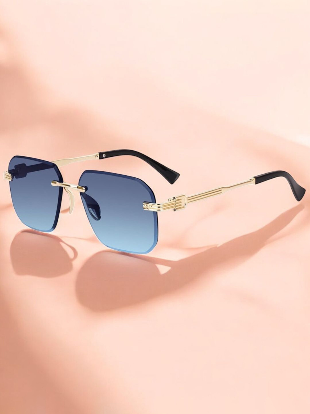 FUNGLASSES Unisex UV Protected Lens Rimless Square Sunglasses WH5580 RIMLESS BLUE