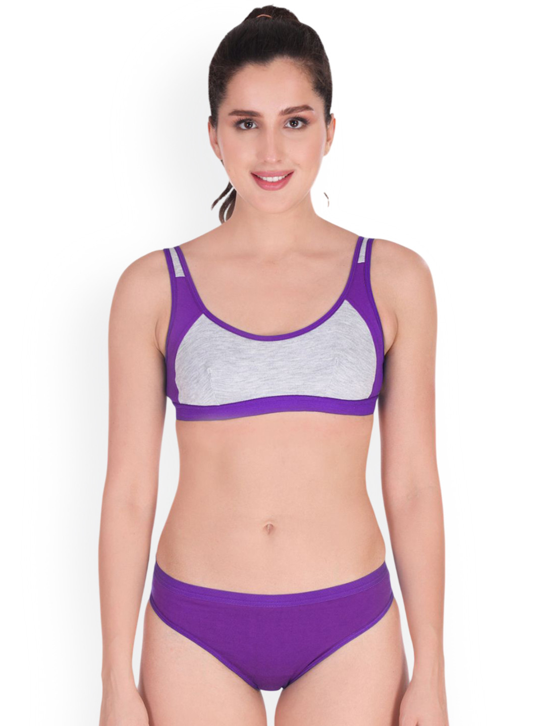 Samvar Colorblocked Cotton Non Padded Lingerie Sets B_SNYC-Set_Pu