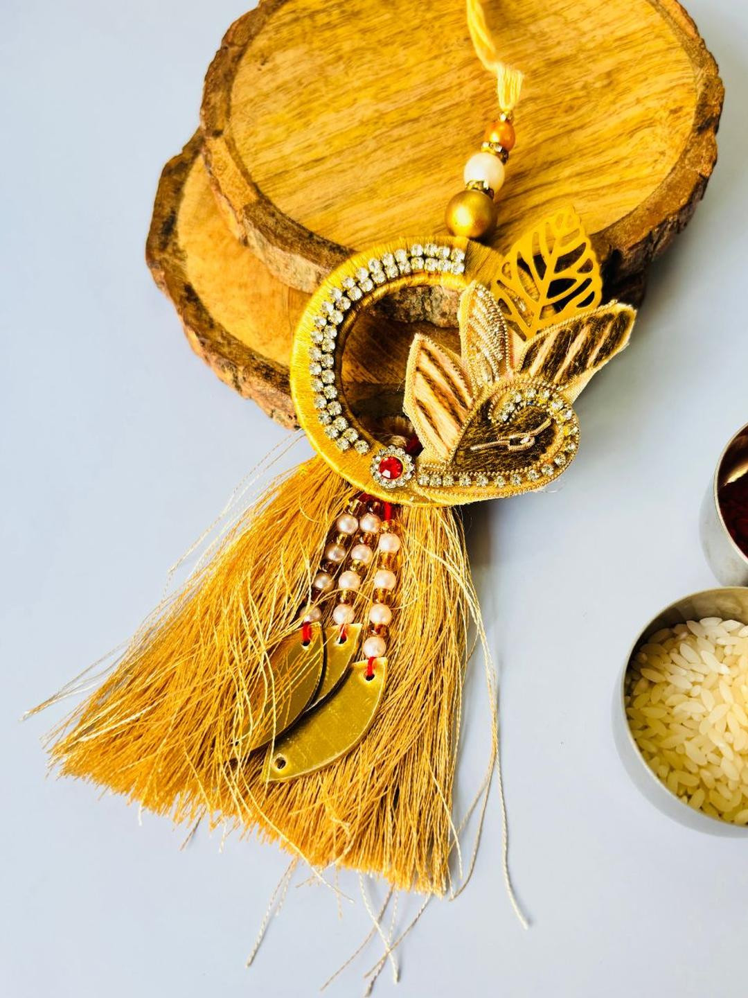 Brown Tassel Lumba Rakhi Traditional Handmade Lumba Rakhi for Sister