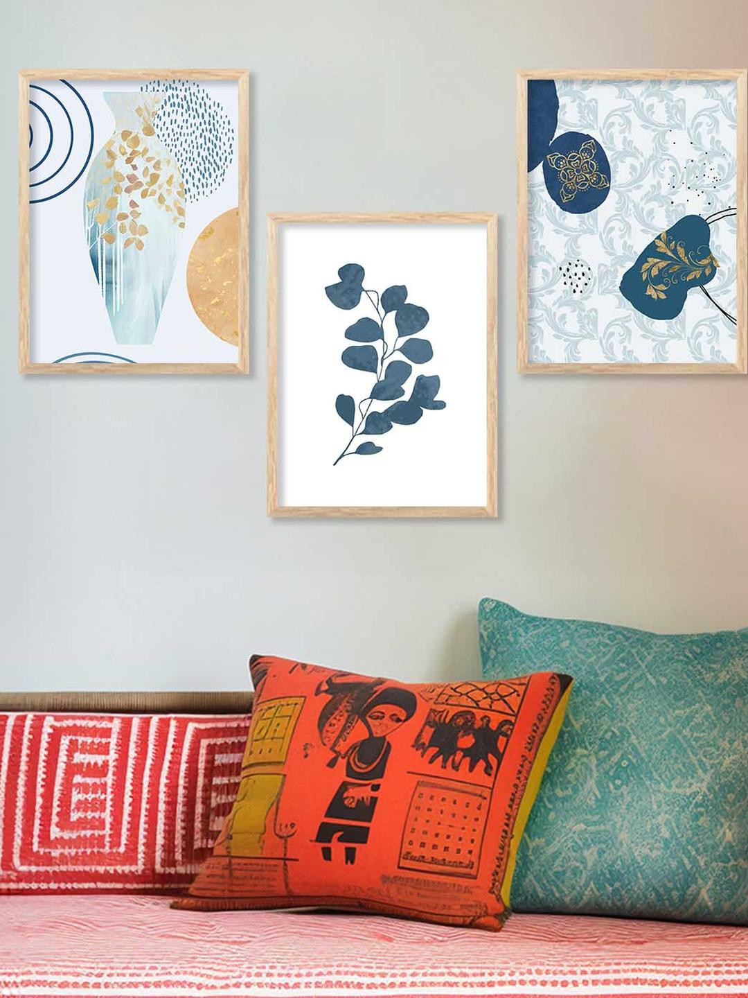 WALLLANE Brown 3 Piece Wood Religious Wall Paintings For Living Room Office Bedroom