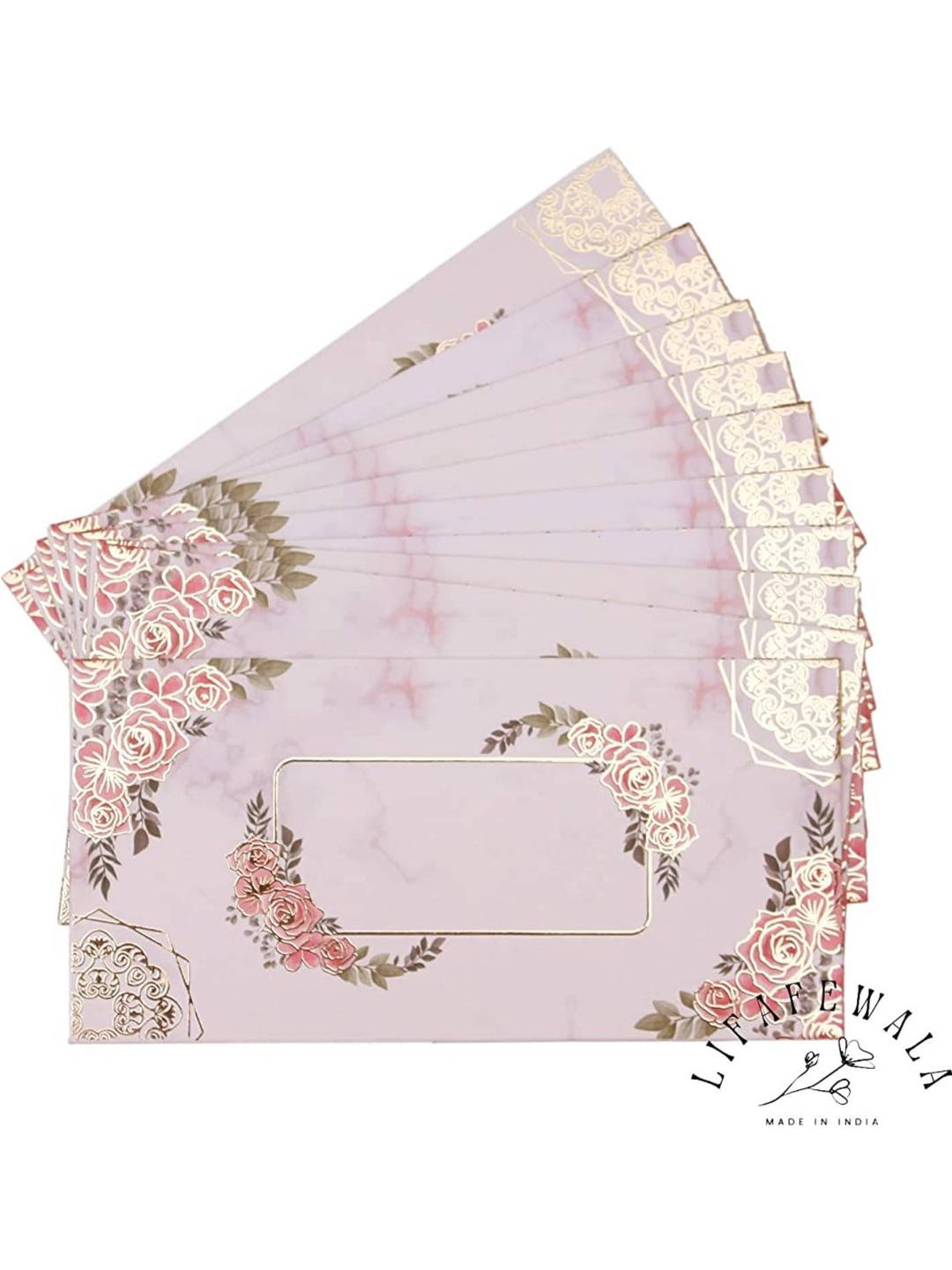 LIFAFEWALA Set of 10 Pink Money Envelope