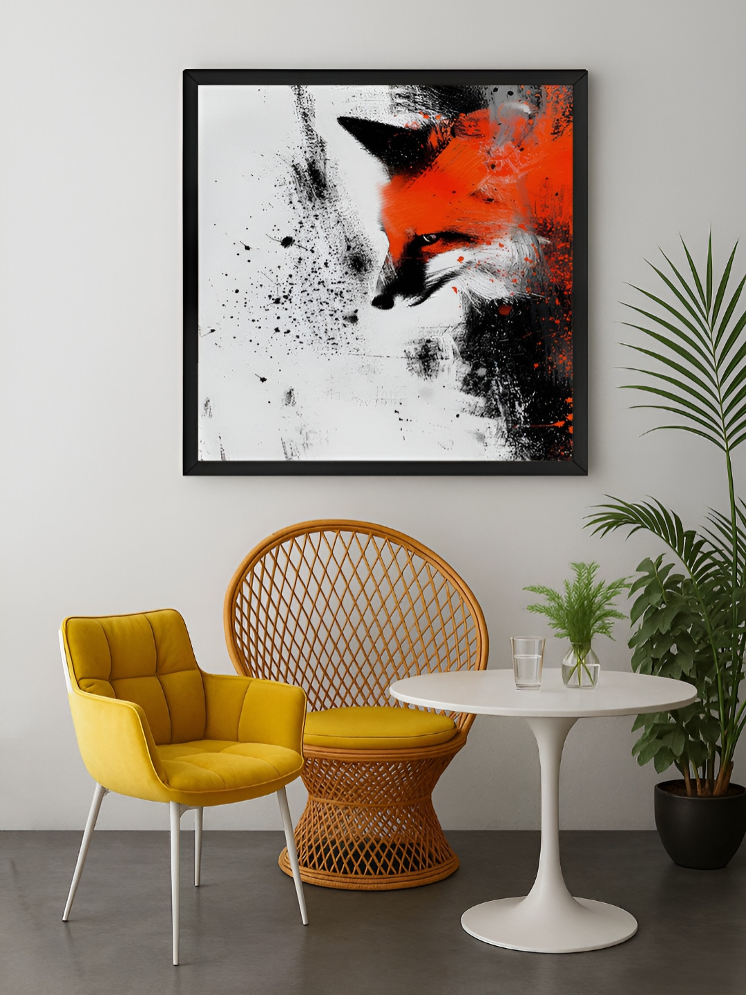999Store Grey & Black 1 Piece Fox Canvas Wall Art