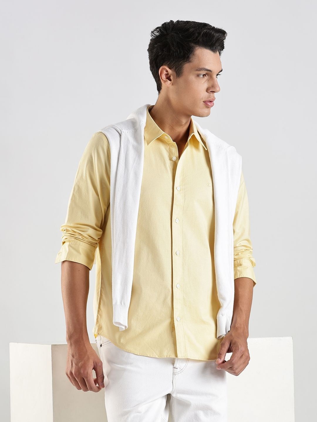 Calvin Klein Jeans Spread Collar Long Sleeves Cotton Shirt