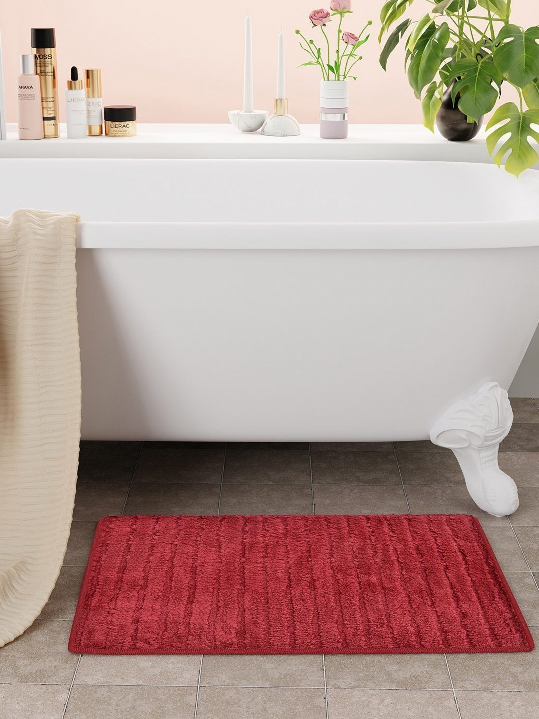 Bichauna Maroon Anti-Skid & Non-Slip Rectangular 1300-GSM Bath Rug