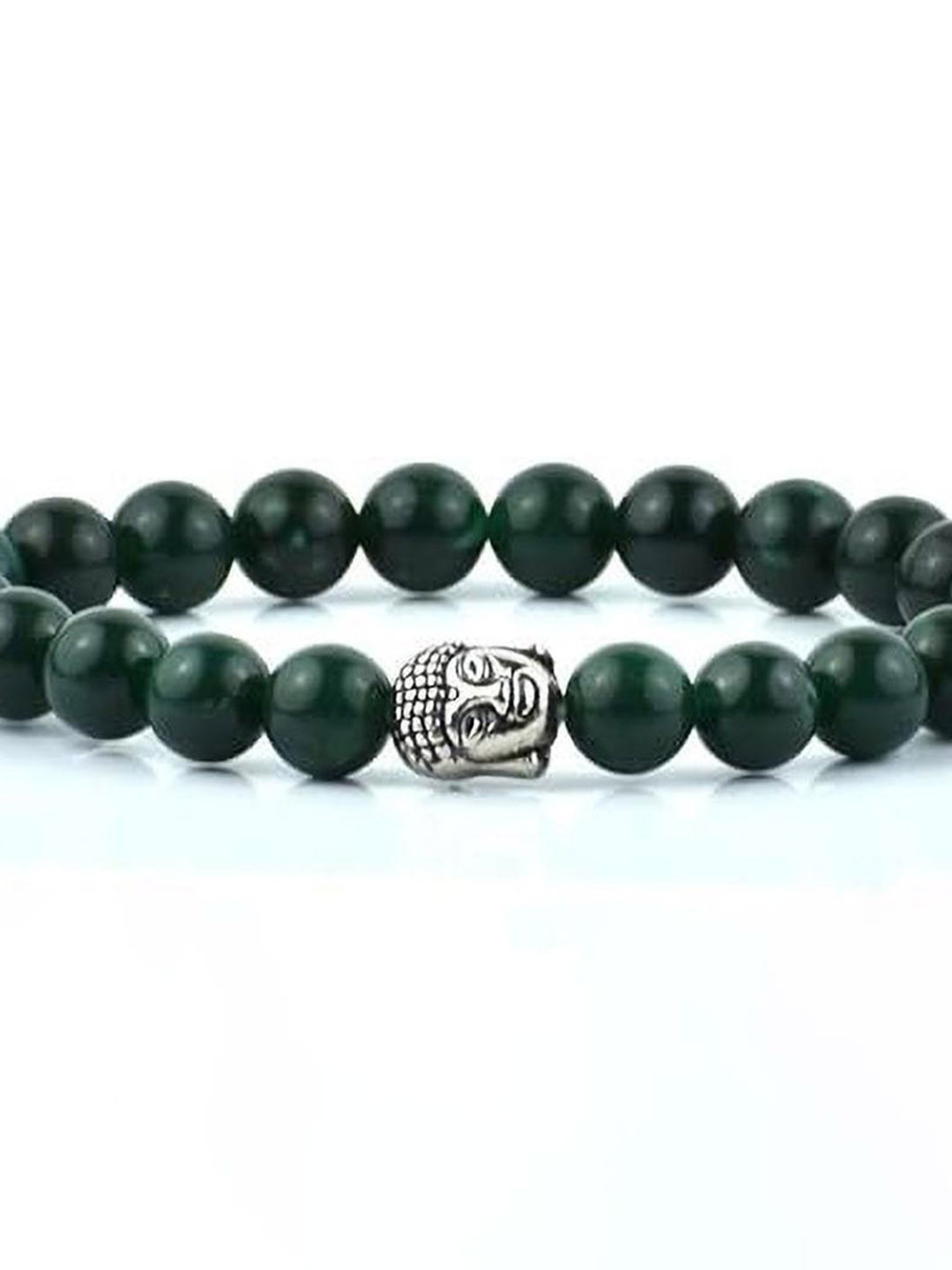 VIBESLE Unisex Green Jade With Buddha Head Beaded Bracelet