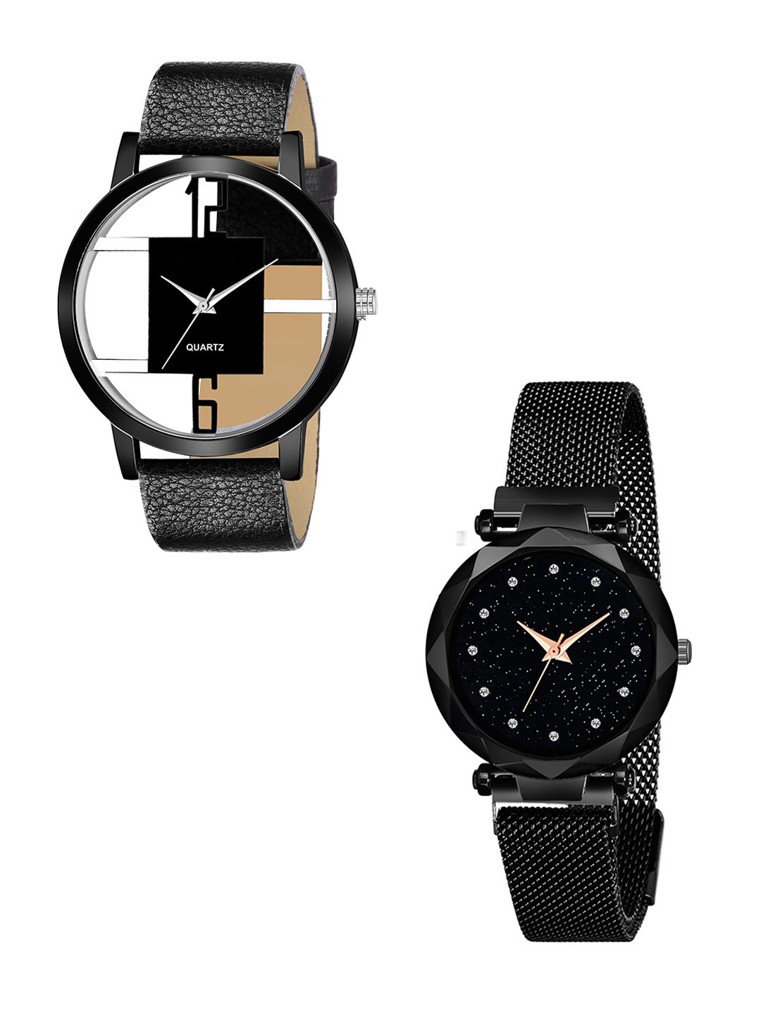 CSAMON Women Dial & Stainless Steel  Analogue Watch GR_1050_6to12_openblack_379_Black_12