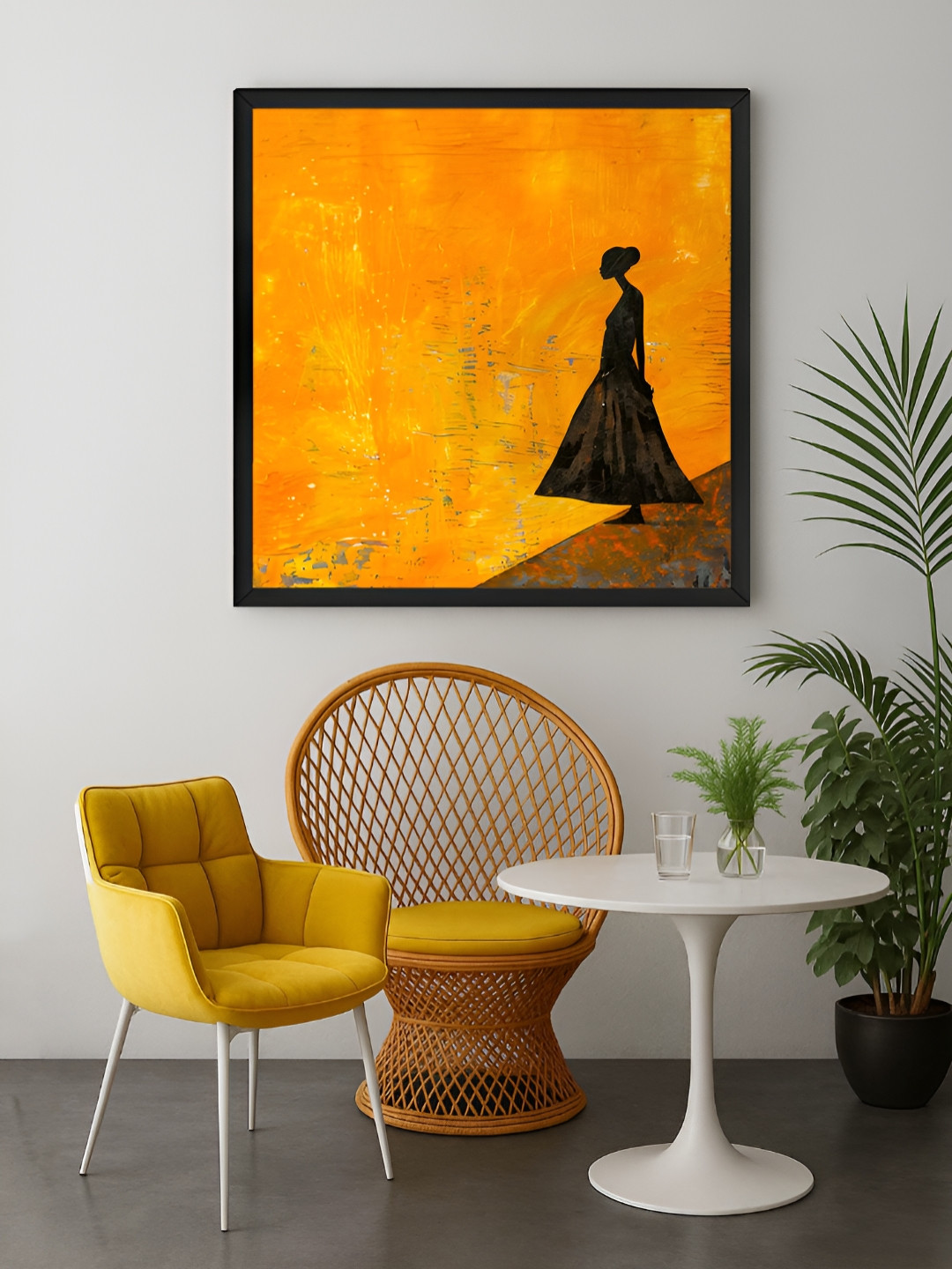 999Store Yellow & Black Elegant Lady Canvas Wall Art