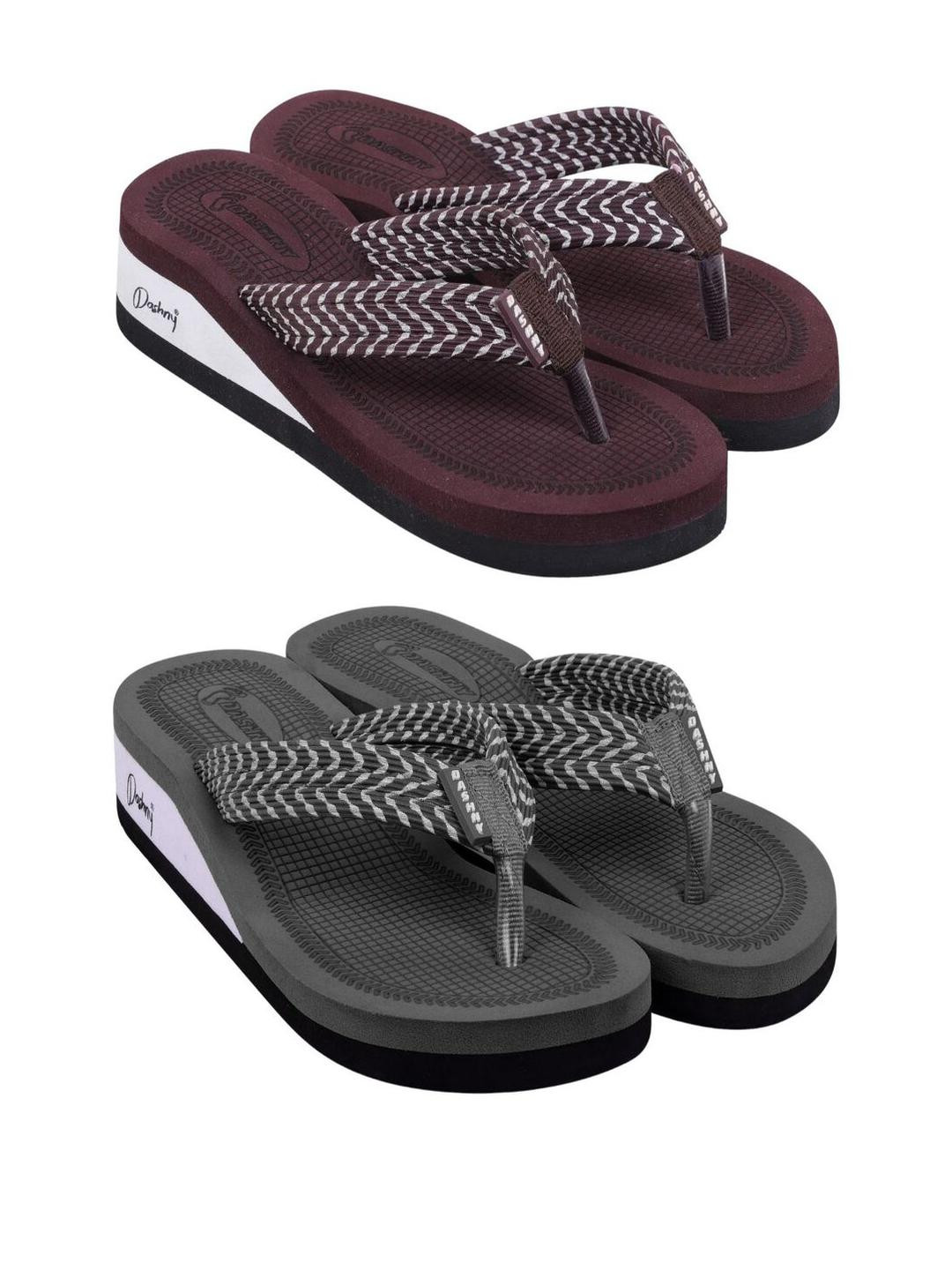 DASHNY Women Ortho Care Extra Soft Heel Flip-Flops - Pack Of 2