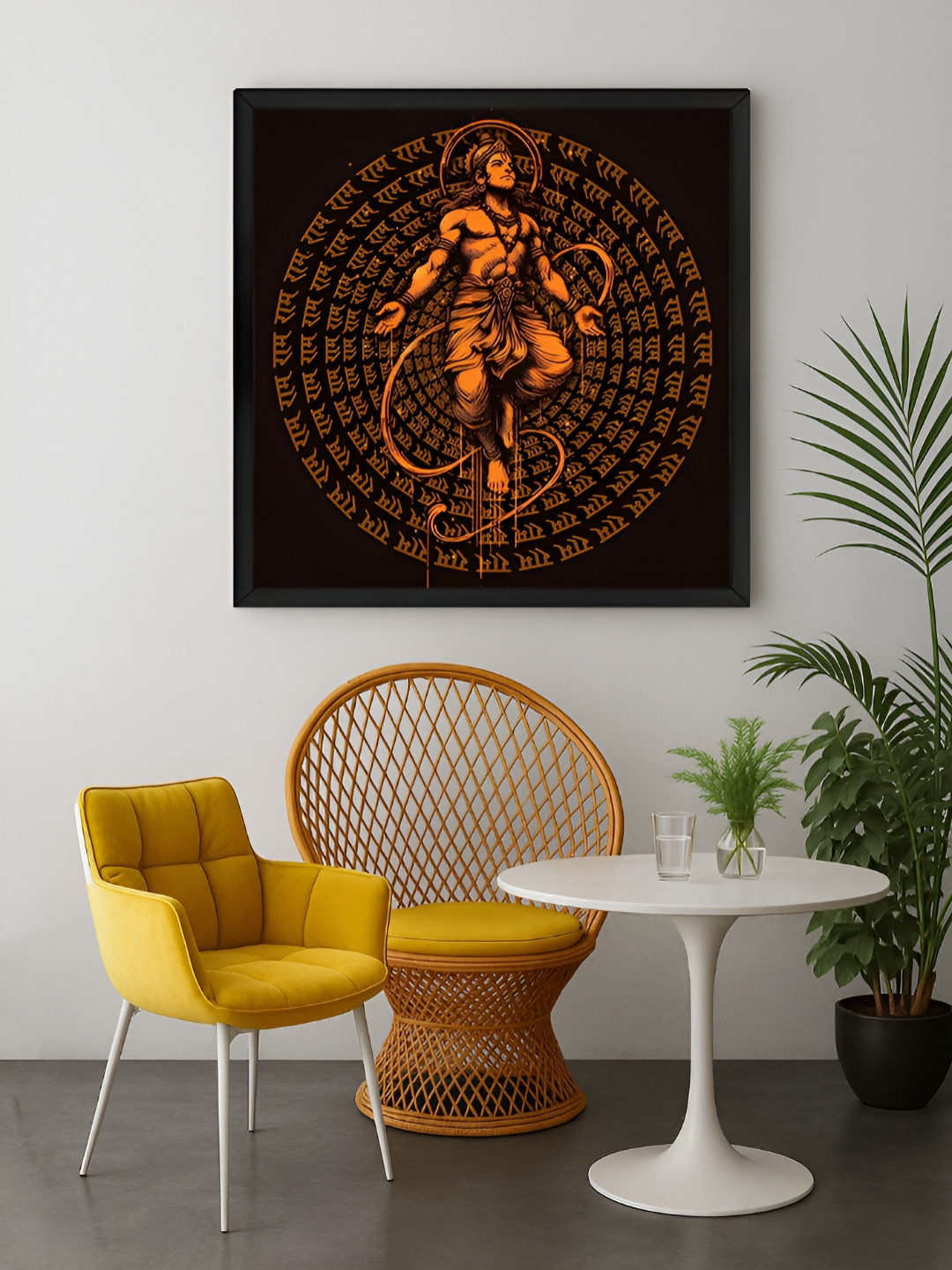999Store Black & Orange Jai Shri Ram Canvas Wall Art