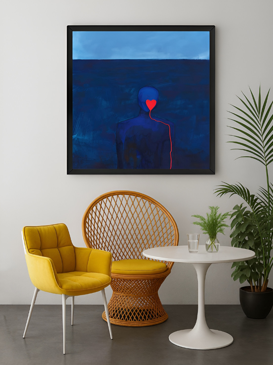 999Store Blue & Black Ocean Heart Canvas Wall Art