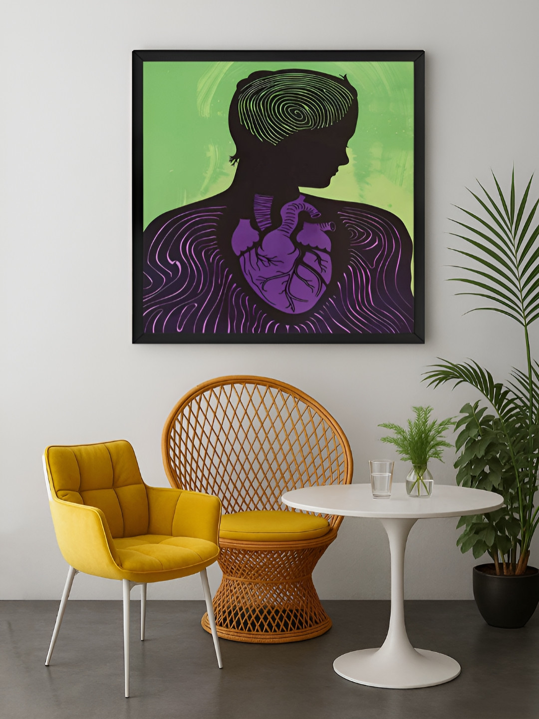 999Store Green & Purple Abstract Canvas Wall Art