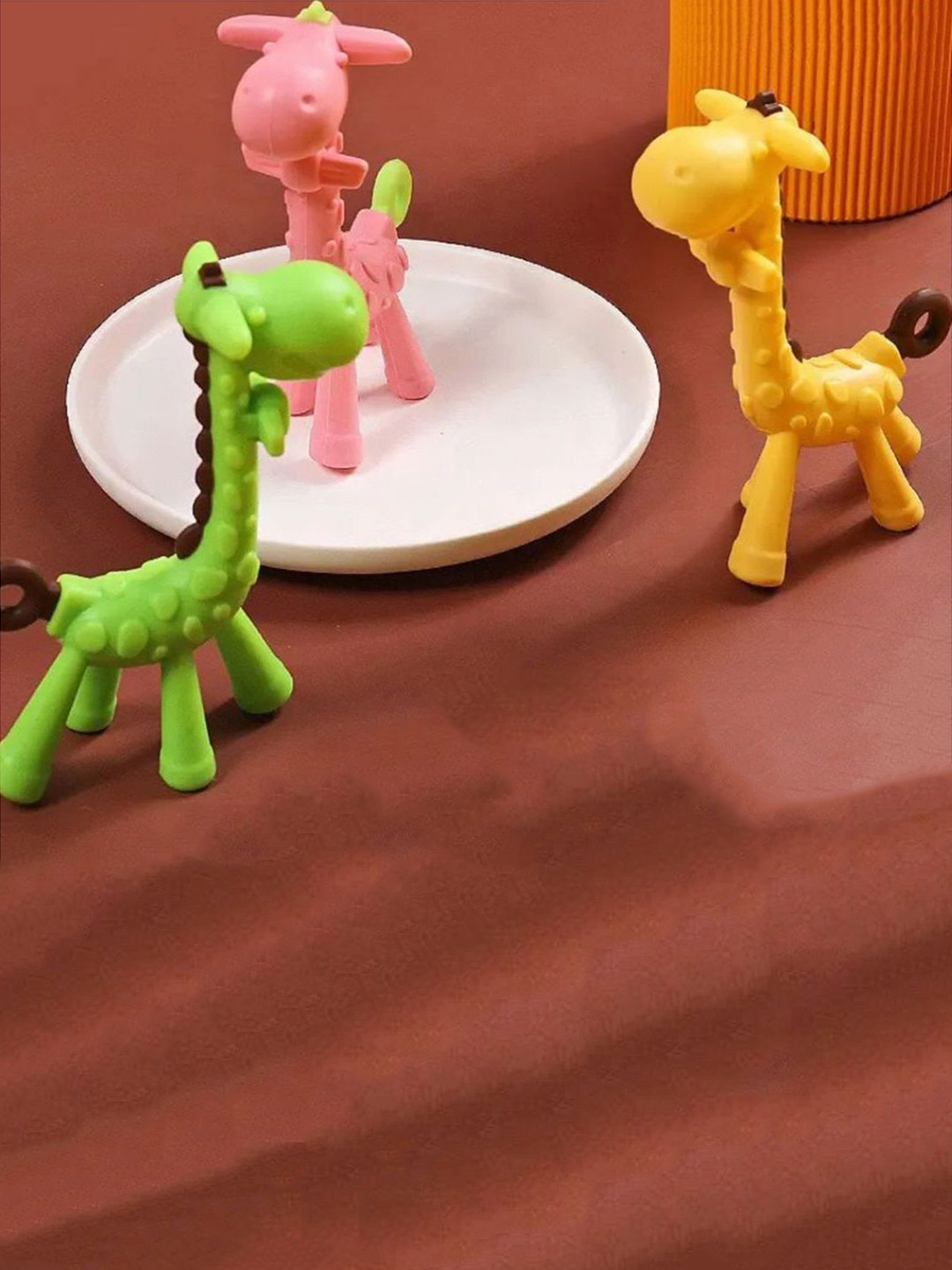 Kritiu Set Of 3 Giraffe Shape Silicone Teether