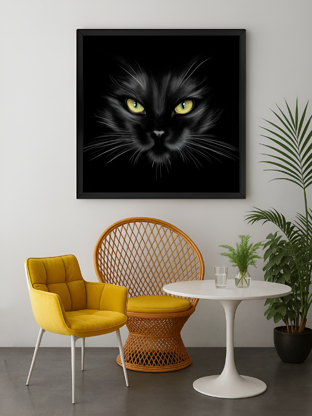 999Store Black & Yellow Cat Canvas Wall Art
