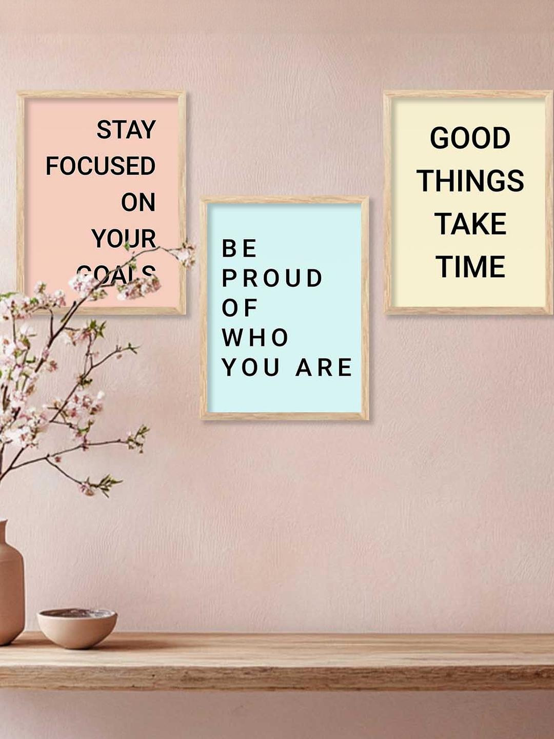 WALLLANE Brown 3Pc Wood Wall Paintings