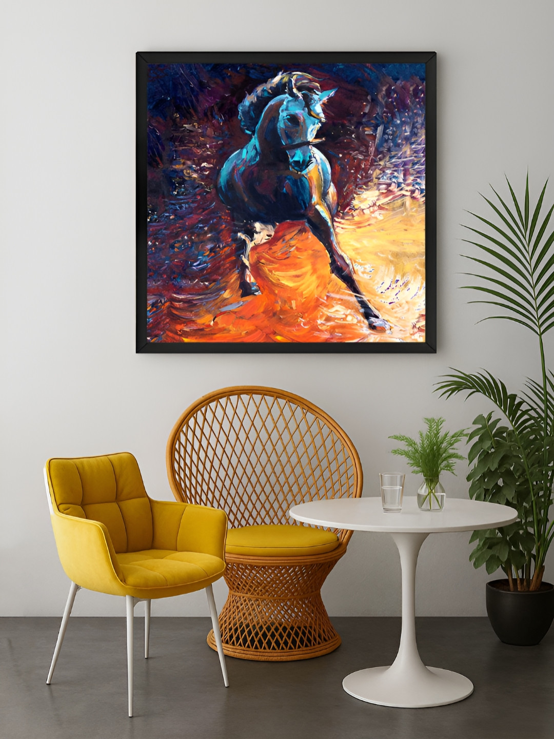 999Store Orange & Navy Blue 1 Piece Stallion Horse Canvas Wall Art