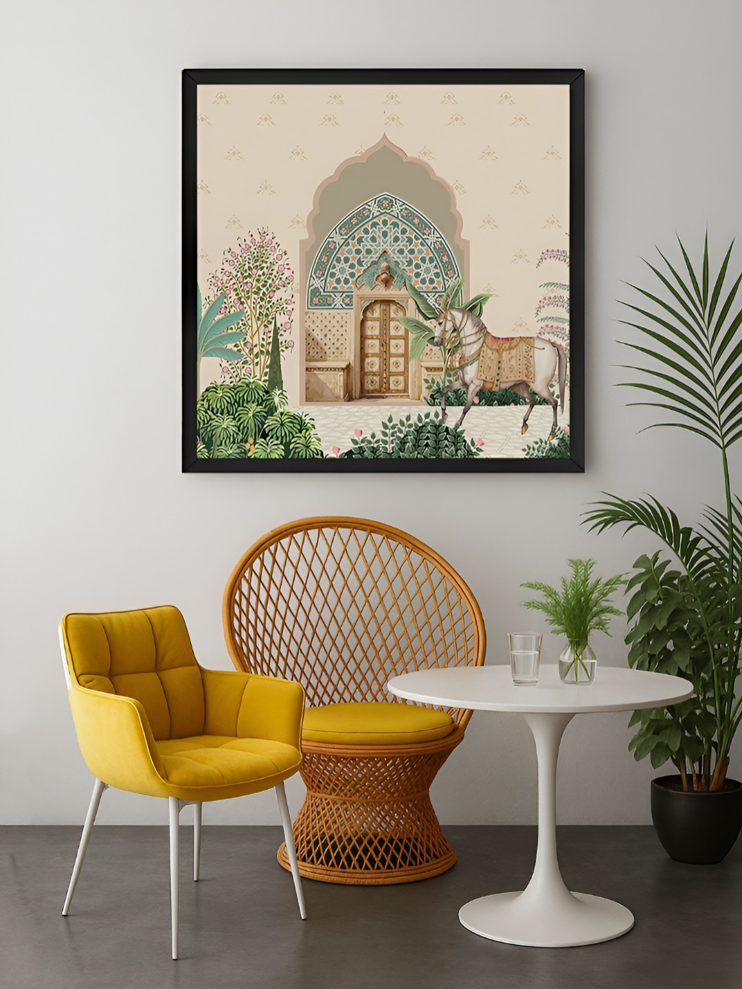 999Store Green & Pink Courtyard Printed Canvas Wall Art