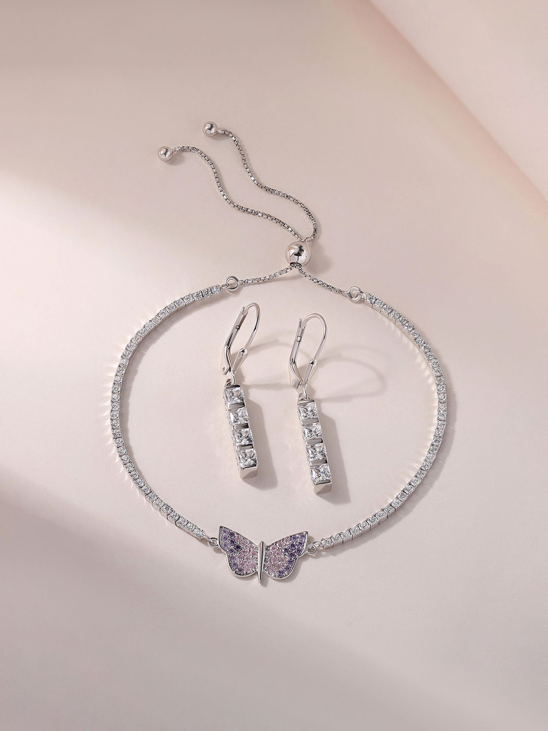 Ornate Jewels 925 Silver Bracelet & Earring Combo Set