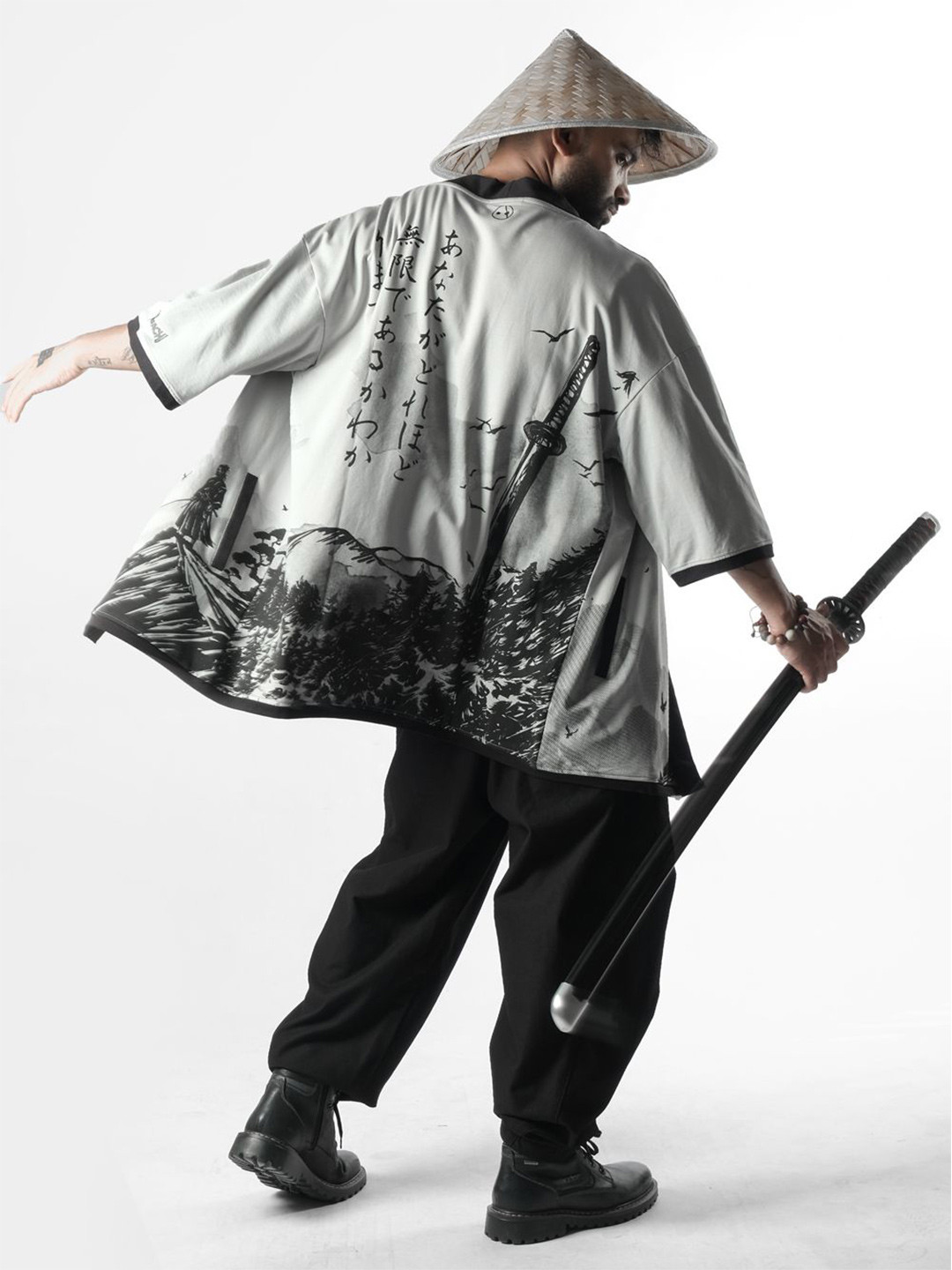 Xenpachi Vagabond Anime Infinite Printed Japanese Text Cotton Kimono