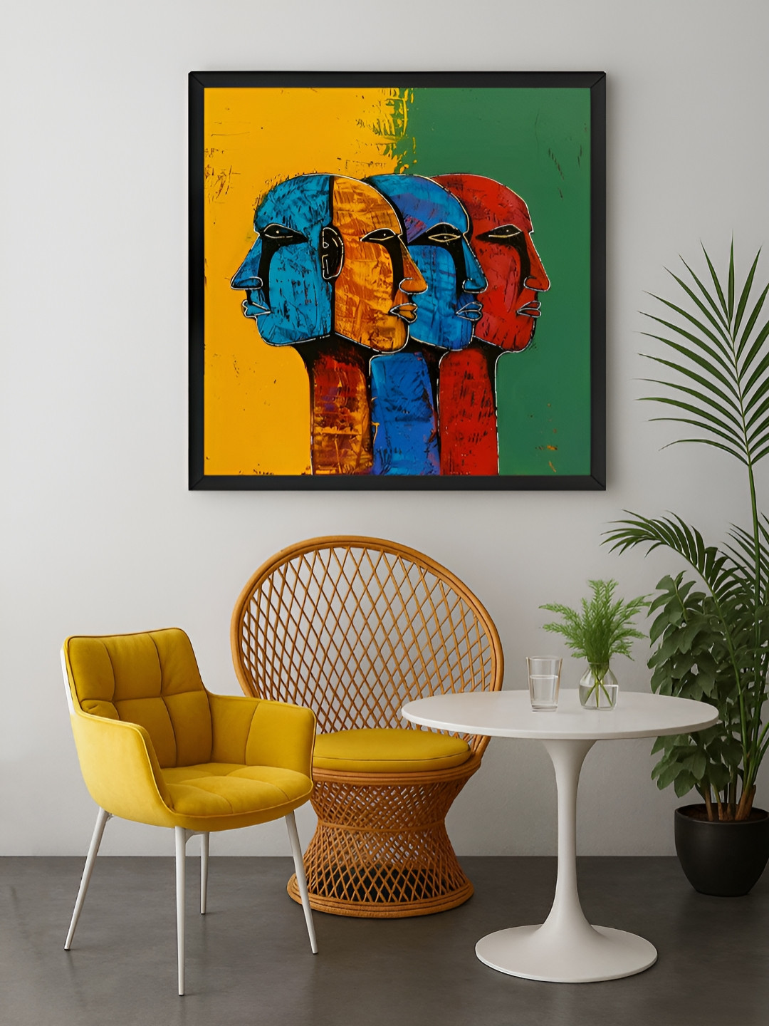 999Store Green & Yellow 1 Piece Tribal Art Canvas Wall Art