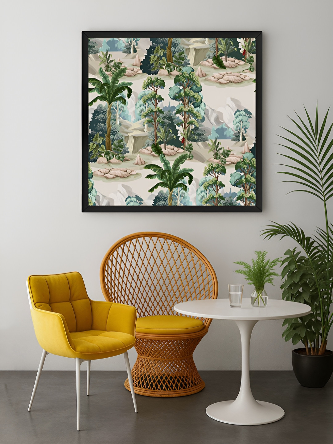 999Store Green & Cream Colored Lush Tropical Printed Canvas Wall Art