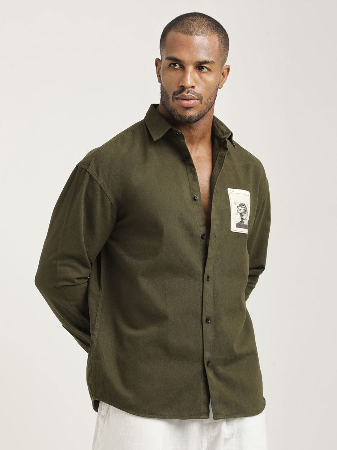 Blu MNKY Smart Graphic Printed Spread Collar Slim Fit Casual Cotton Shirt