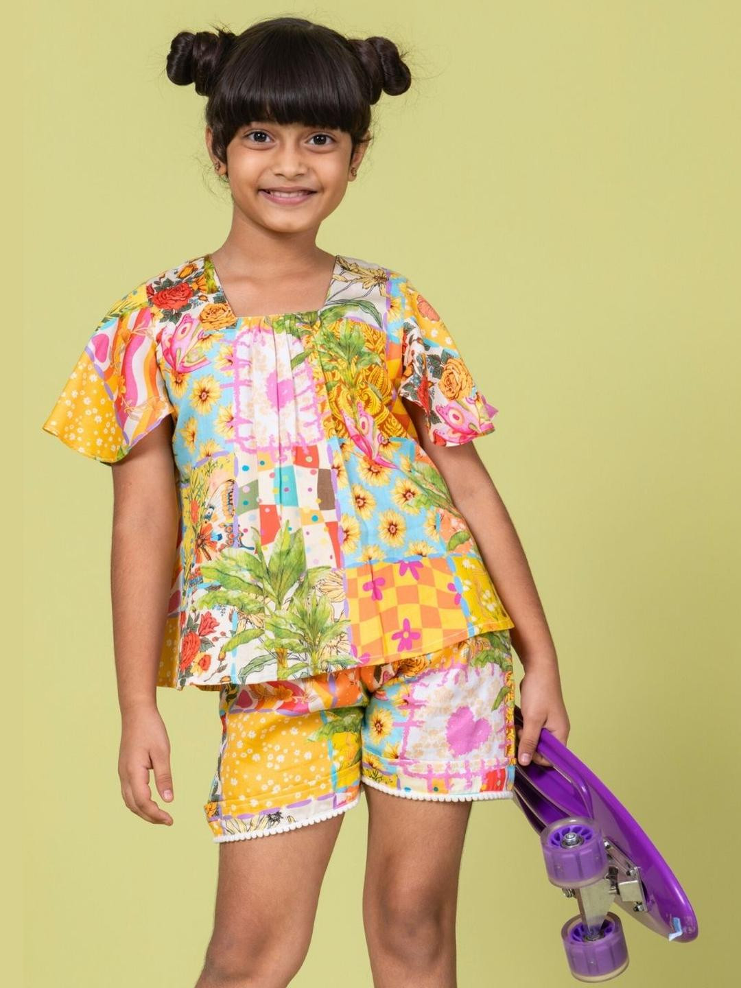 Tura Turi Girls Cotton Top & Shorts Coord Set