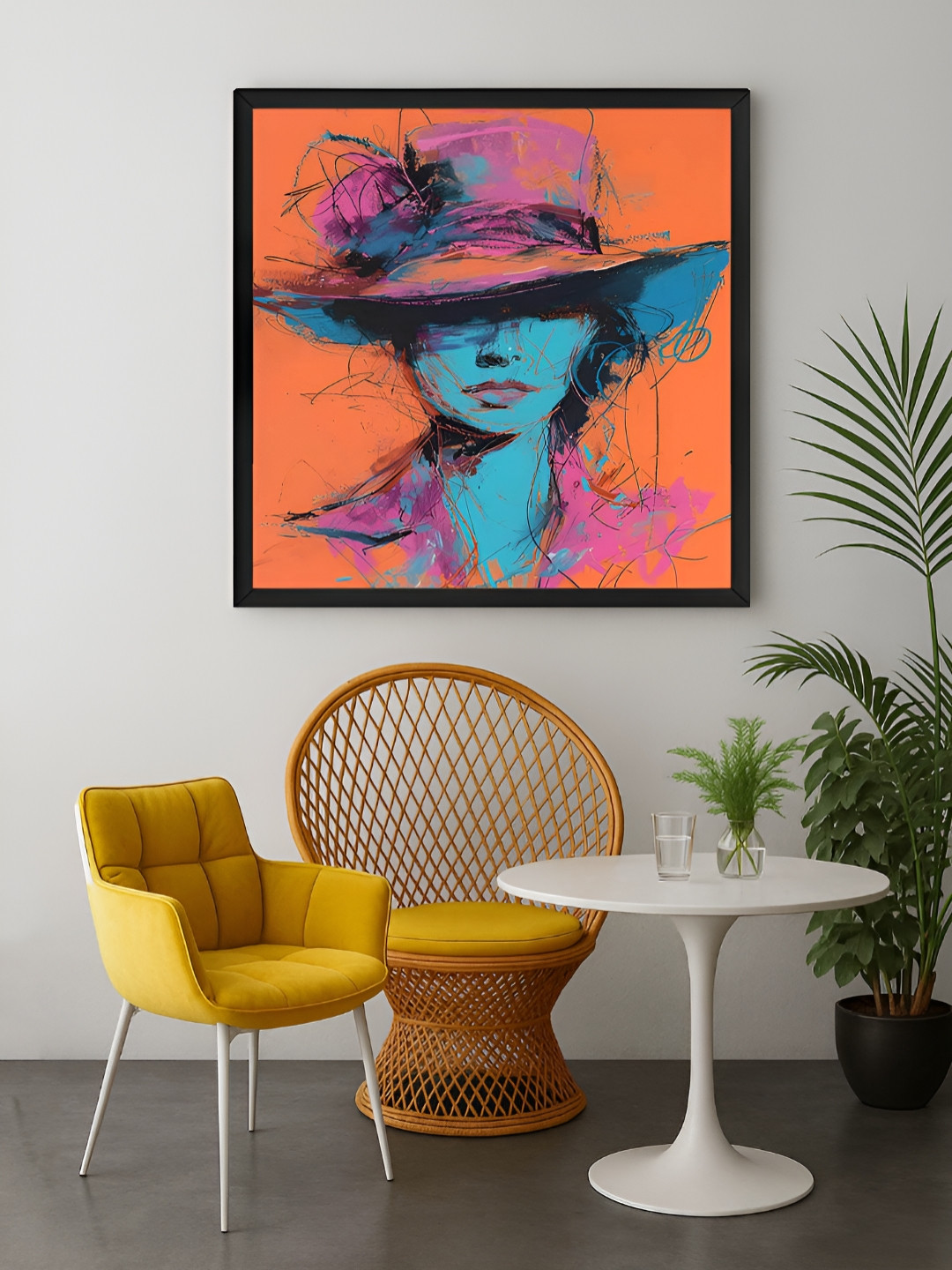 999Store Orange & Blue Hat Silhouette Canvas Wall Art
