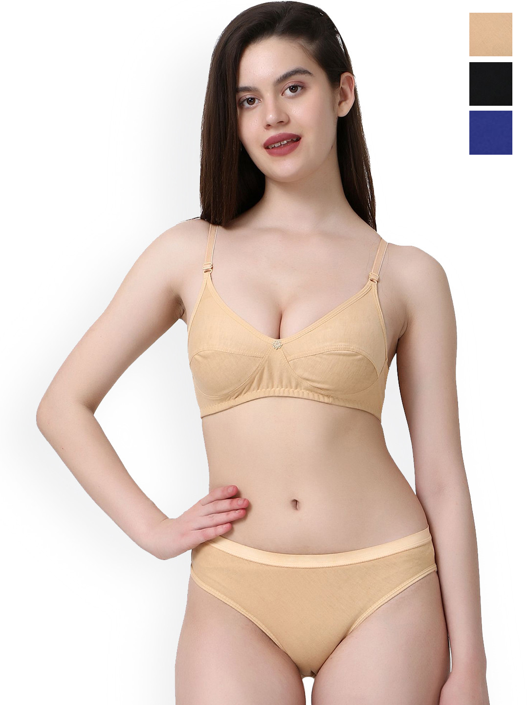 Samvar Pack Of 3 Non-Padded Lingerie Set B-Ruchi-Sett_B,Bl,Br